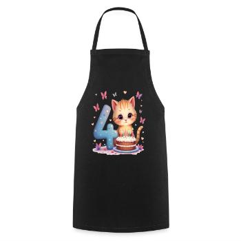 chaton mignon fille d’anniversaire 4e anniversaire - Tablier de cuisine - noir - Devant - AI Model Male 185 dark (185cm)