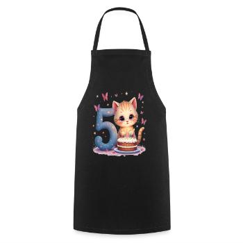 chaton mignon fille d’anniversaire 5 ans - Tablier de cuisine - noir - Devant - AI Model Male 185 dark (185cm)