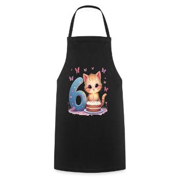 chaton mignon fille d’anniversaire 6e anniversaire - Tablier de cuisine - noir - Devant - AI Model Male 185 dark (185cm)