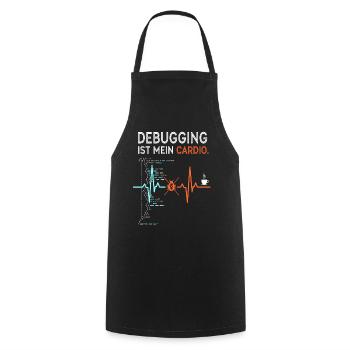 Debugging is my cardio - computer nerd - Cooking Apron - black - Front - AI Model Male 185 dark (185cm)