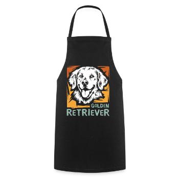 Golden Retriever Dog in Vintage Colors Icon - Cooking Apron - black - Front - AI Model Male 185 dark (185cm)