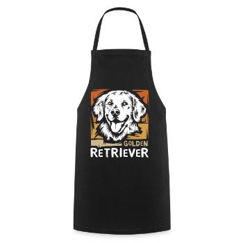 Golden retriever retro illustration for dog fans - Cooking Apron - black - Front - AI Model Male 185 dark (185cm)