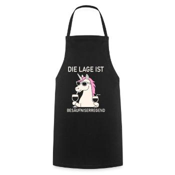 Die Lage ist besäufniserregend - Party Einhorn - Kochschürze - Schwarz - Vorne - AI Model Male 185 dark (185cm)