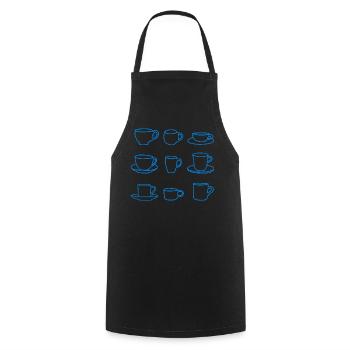 Tasses de Café Minimalistes – Ligne Bleue - Tablier de cuisine - noir - Devant - AI Model Male 185 dark (185cm)