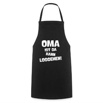 OMA IST DA KANN LOSGEHEN coole Großmutter spruch - Kochschürze - Schwarz - Vorne - AI Model Male 185 dark (185cm)