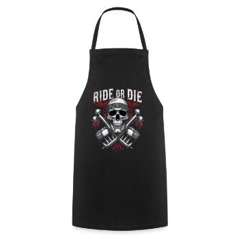 Motorrad Totenkopf Ride or Die Biker Chopper Rock - Kochschürze - Schwarz - Vorne - AI Model Male 185 dark (185cm)
