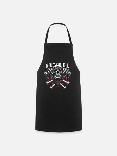 Motorrad Totenkopf Ride or Die Biker Chopper Rock - Kochschürze - Schwarz