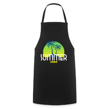 Tropische Palme & Sonnenuntergang Design - Kochschürze - Schwarz - Vorne - AI Model Male 185 dark (185cm)