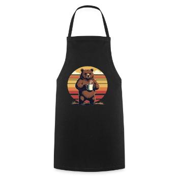 Grim Bear Tasse à café Ours Café Fatigué - Tablier de cuisine - noir - Devant - AI Model Male 185 dark (185cm)