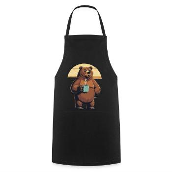 Grim Bear Tasse à café Ours Café Fatigué - Tablier de cuisine - noir - Devant - AI Model Male 185 dark (185cm)