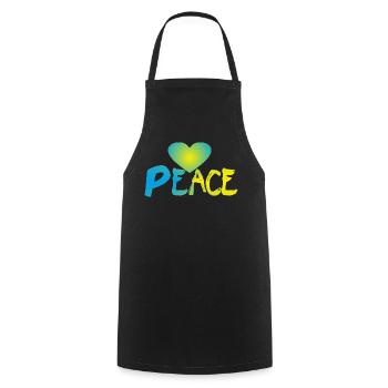 Paix Cœur Paix Signe de paix - Tablier de cuisine - noir - Devant - AI Model Male 185 dark (185cm)