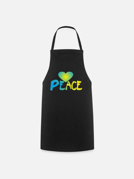 Peace Herz Frieden Friedenszeichen - Kochschürze - Schwarz