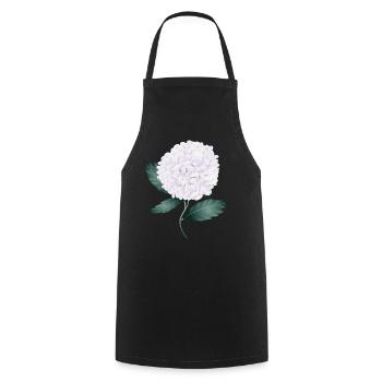 White hydrangea blossom – elegance and lightness - Cooking Apron - black - Front - AI Model Male 185 dark (185cm)