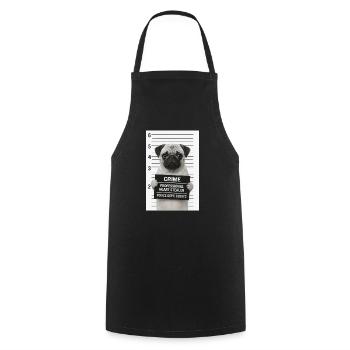 Criminal pug - Cooking Apron - black - Front - AI Model Male 185 dark (185cm)
