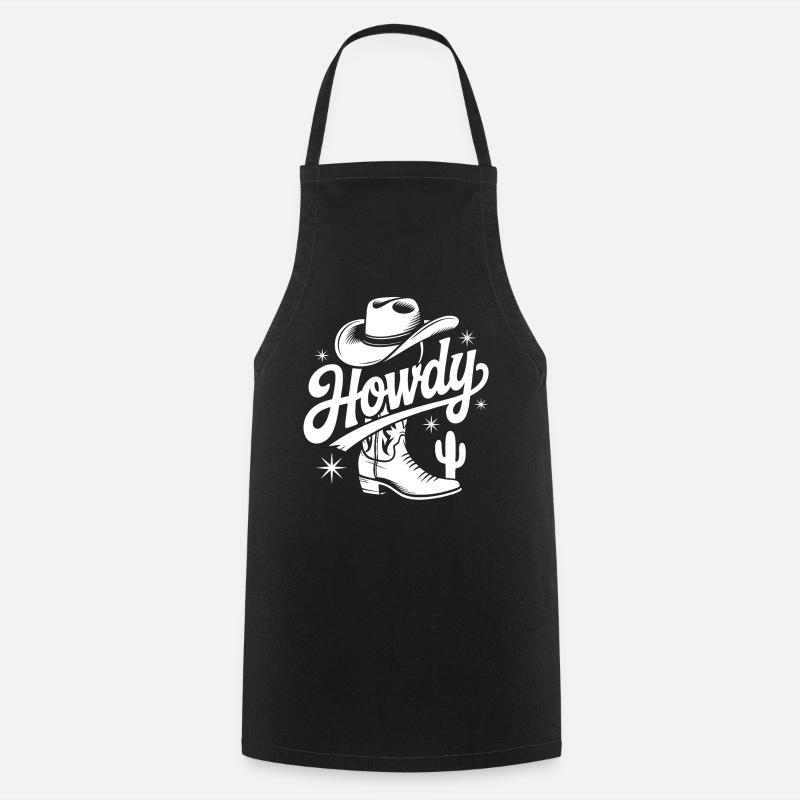 Western Cowboy Hat Design - Cooking Apron - black