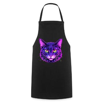 Portrait de chat aux couleurs néon - Tablier de cuisine - noir - Devant - AI Model Male 185 dark (185cm)