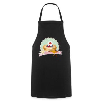 Motif de crêpes avec crème, baies et décoration - Tablier de cuisine - noir - Devant - AI Model Male 185 dark (185cm)