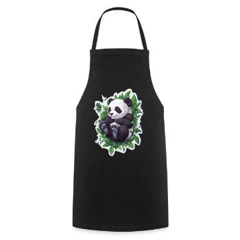 Ours panda mignon - Tablier de cuisine - noir - Devant - AI Model Male 185 dark (185cm)