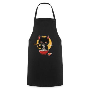 Black Cat With Ramen Bowl Moon - Cooking Apron - black - Front - AI Model Male 185 dark (185cm)