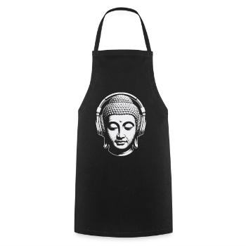 Buddha mit Kopfhörern Achtsamkeit Musik Boho Zen - Kochschürze - Schwarz - Vorne - AI Model Male 185 dark (185cm)