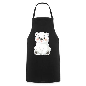 Polarbär Illustration – Arktisches Tiermotiv - Kochschürze - Schwarz - Vorne - AI Model Male 185 dark (185cm)