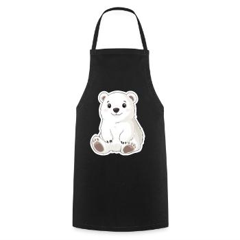 Polarbär Illustration – Arktisches Tiermotiv - Kochschürze - Schwarz - Vorne - AI Model Male 185 dark (185cm)