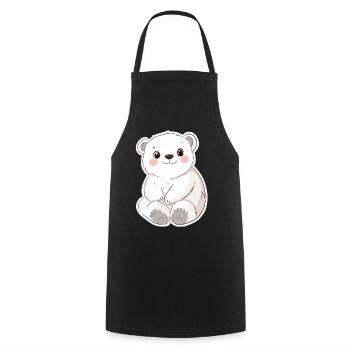 Polarbär Illustration – Arktisches Tiermotiv - Kochschürze - Schwarz - Vorne - AI Model Male 185 dark (185cm)