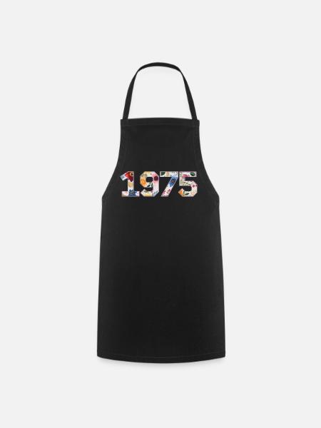 Floral & Vintage 1975 - 50th anniversary - Cooking Apron - black