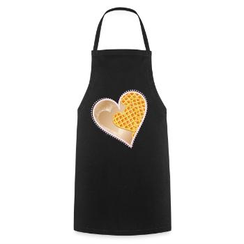 Heart waffles with powdered sugar and lace rim - Cooking Apron - black - Front - AI Model Male 185 dark (185cm)