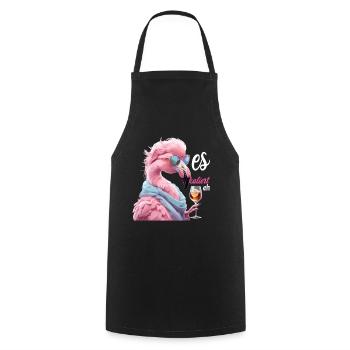 It escalates anyway Flamingo with sunglasses and wine - Cooking Apron - black - Front - AI Model Male 185 dark (185cm)