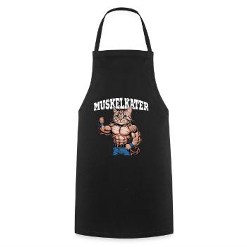 Sore Cat Funny Muscleman Fitness Humor - Cooking Apron - black - Front - AI Model Male 185 dark (185cm)