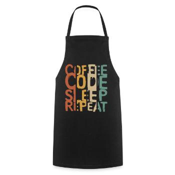 Coffee Code Sleep Repeat – Developer Design - Cooking Apron - black - Front - AI Model Male 185 dark (185cm)