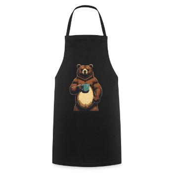 Grim Bear Coffee Mug Funny Bear Coffee - Cooking Apron - black - Front - AI Model Male 185 dark (185cm)