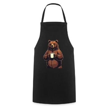 Grim Bear Tasse à café Ours Café Fatigué - Tablier de cuisine - noir - Devant - AI Model Male 185 dark (185cm)