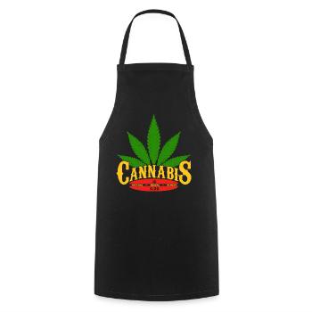 Logo du cannabis avec feuille et détail 420 - Tablier de cuisine - noir - Devant - AI Model Male 185 dark (185cm)