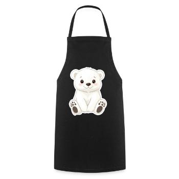 Polarbär Illustration – Arktisches Tiermotiv - Kochschürze - Schwarz - Vorne - AI Model Male 185 dark (185cm)