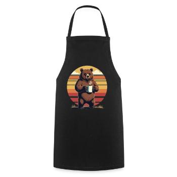 Grim Bear Tasse à café Ours Café Fatigué - Tablier de cuisine - noir - Devant - AI Model Male 185 dark (185cm)