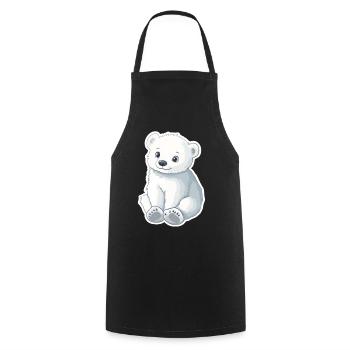 Polarbär Illustration – Arktisches Tiermotiv - Kochschürze - Schwarz - Vorne - AI Model Male 185 dark (185cm)