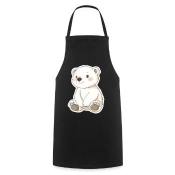 Polarbär Illustration – Arktisches Tiermotiv - Kochschürze - Schwarz - Vorne - AI Model Male 185 dark (185cm)