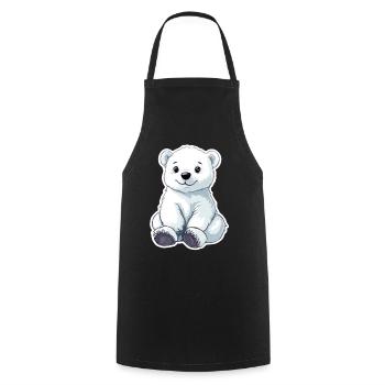 Polarbär Illustration – Arktisches Tiermotiv - Kochschürze - Schwarz - Vorne - AI Model Male 185 dark (185cm)