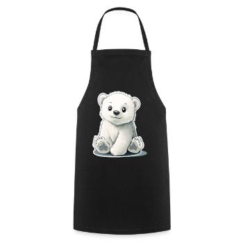 Polarbär Illustration – Arktisches Tiermotiv - Kochschürze - Schwarz - Vorne - AI Model Male 185 dark (185cm)