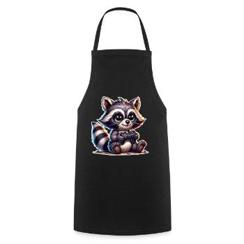 Raccoon Gamer - Tablier de cuisine - noir - Devant - AI Model Male 185 dark (185cm)