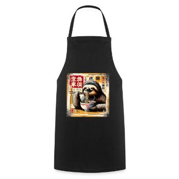 paresseux Ramen Grunge Poster Style - Tablier de cuisine - noir - Devant - AI Model Male 185 dark (185cm)