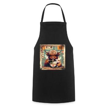 Ramen Highland Cow Grunge Style d’affiche - Tablier de cuisine - noir - Devant - AI Model Male 185 dark (185cm)