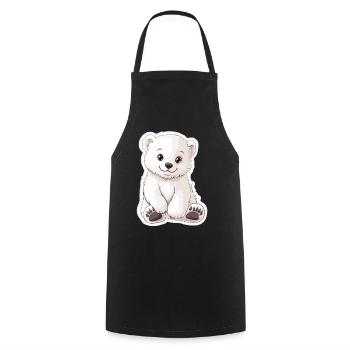 Polarbär Illustration – Arktisches Tiermotiv - Kochschürze - Schwarz - Vorne - AI Model Male 185 dark (185cm)