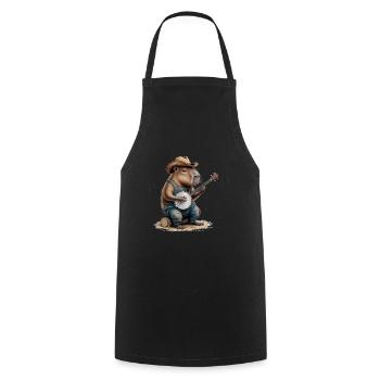 Cool Capybara jouant du banjo - Tablier de cuisine - noir - Devant - AI Model Male 185 dark (185cm)