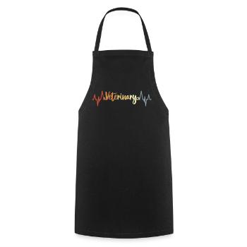 Retro Veterinary Heart Line - Cooking Apron - black - Front - AI Model Male 185 dark (185cm)