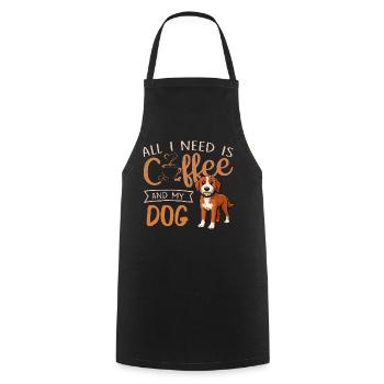 Café, chien et moi - Tablier de cuisine - noir - Devant - AI Model Male 185 dark (185cm)