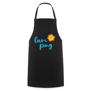 Camping Fleur Camper Fan Vacances Van Life Été - Tablier de cuisine - noir - Devant - AI Model Male 185 dark (185cm)