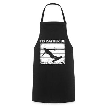 Wakeboarding Lover Wakesurfing - I'd Rather be - Cooking Apron - black - Front - AI Model Male 185 dark (185cm)
